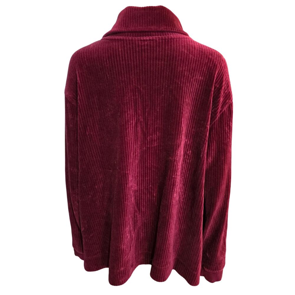 Encore by Idena Menzel Red Velvet long sleeve 1/2 zip pullover jacket 2X - Picture 5 of 6